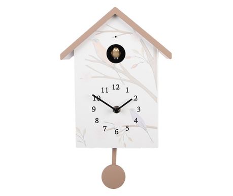 Multicolor Plastic Wall Clock with Pendulum and Cuckoo 20x10x26 cm