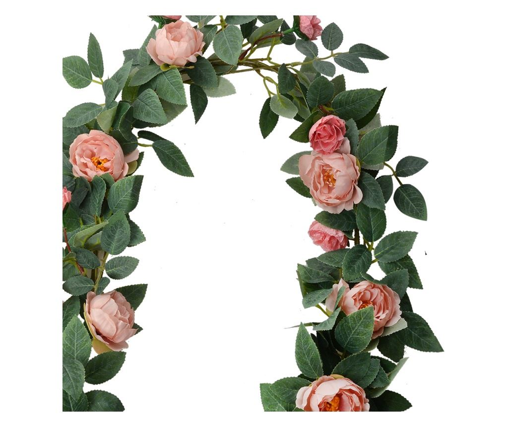 Artificial Rose Garland Pink Green 10x10x150 cm - 2