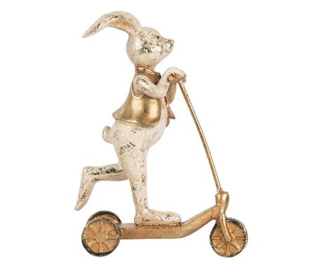 White and Gold Polyresin Bunny Figurine 13x6x17 cm