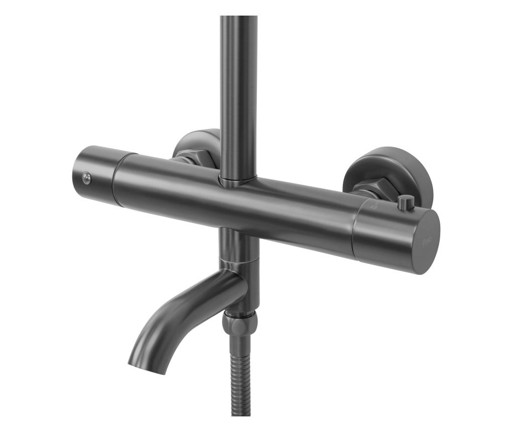 Εντοιχιζόμενο Σετ Ντους Rea Lungo High Τιτάνιο - 34,5X26,5X117Cm - 7