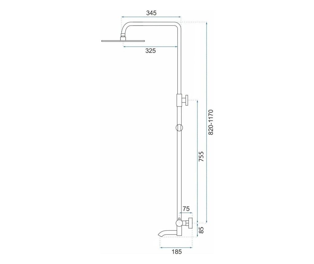Εντοιχιζόμενο Σετ Ντους Rea Lungo High Τιτάνιο - 34,5X26,5X117Cm - 11