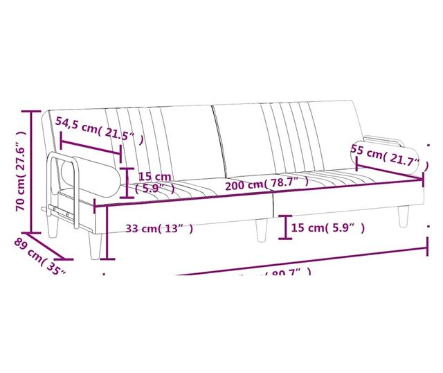 Kanapa rozkładana z podłokietnikami, czarna, aksamitna