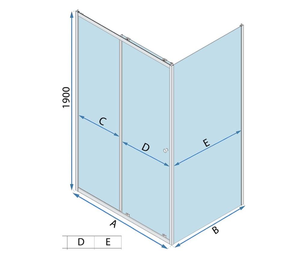 Γωνιακή Καμπίνα Ντους Rea Primo Slide 130X90 Χρώμιο 130X90X190Cm - 6