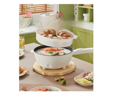 Tigaie Electrica Inteligenta 3L, 26cm, Multifunctionala, Cos pentru Gatire la Abur, Capac Inclus, Antiaderenta, 220V
