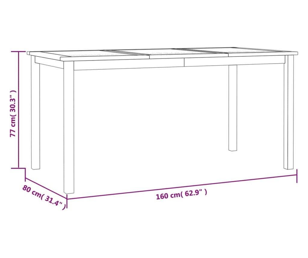 Комплект градински мебели, масивна тикова дървесина, 5 части - 11