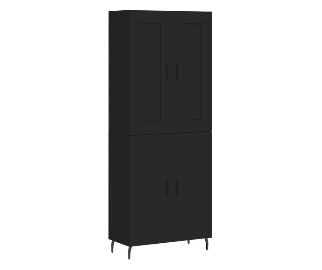 Visoka crna komoda, 69,5x34x180 cm, kompozitno drvo - 2
