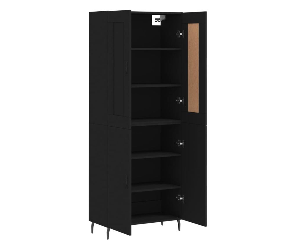 Visoka crna komoda, 69,5x34x180 cm, kompozitno drvo - 4