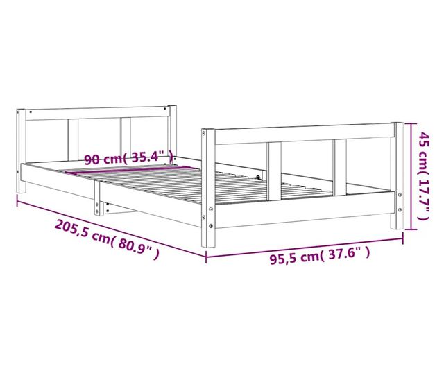Παιδικό Κρεβάτι, 90x200 εκ., Από Μασίφ Ξύλο Πεύκου