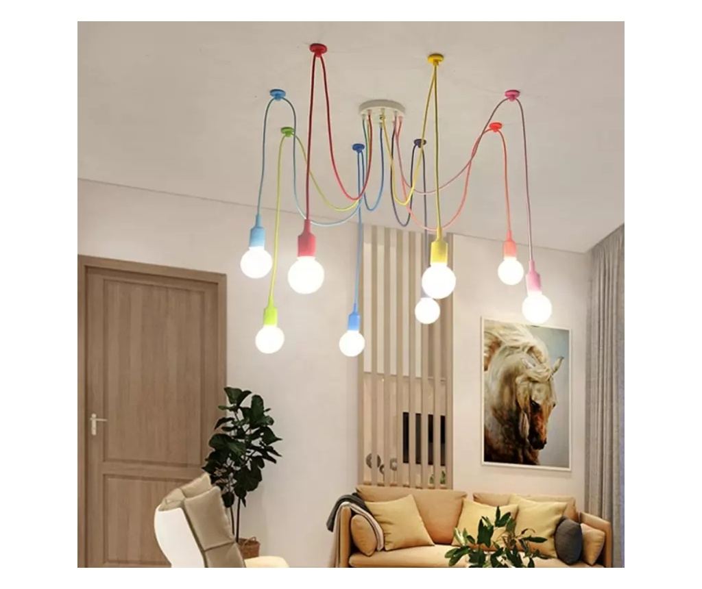Lustra Cu 6 Pendule E27, Model Spider, Multicolor, Gonga® Multicolor - 3