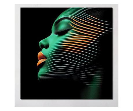Tablou Canvas Premium, LuxCanva® G1159, Metamorfoza Verdelui, Modern, Expresiv, Portret, Verde, Negru, Futurist, Culori, Efecte,