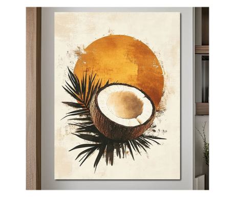 Tablou Canvas Premium, LuxCanva® N1114, Esenta de Cocos, Exotic, Tropical, Vacanta, Soare, Insula, Cocos, Fruct, Palmier, Frunze