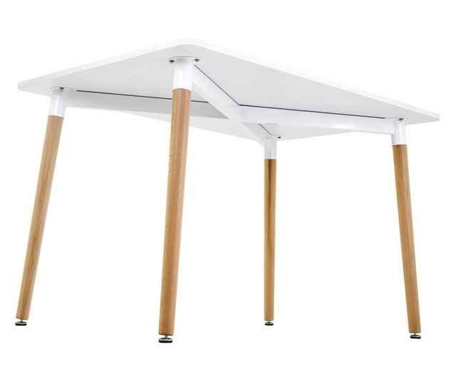 JUMI Modern White Rectangular Table, 120x80x72 cm, for Dining or Office