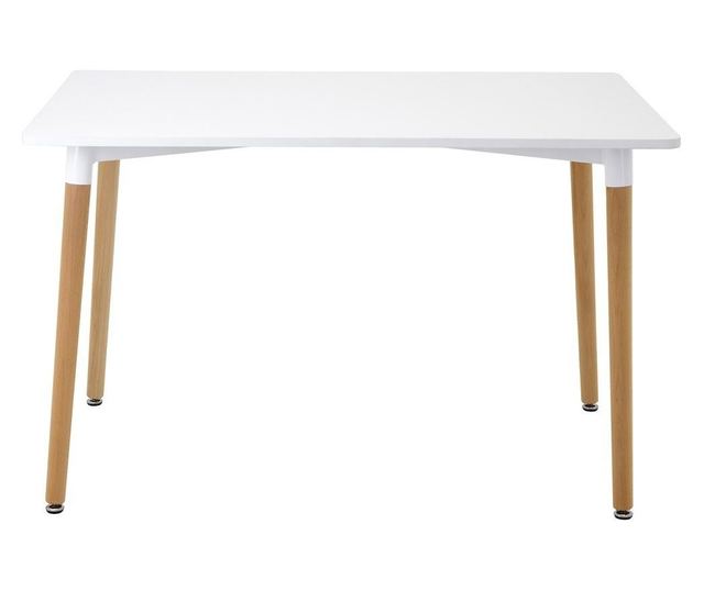 JUMI Modern White Rectangular Table, 120x80x72 cm, for Dining or Office