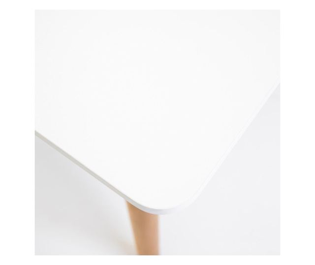 JUMI Modern White Rectangular Table, 120x80x72 cm, for Dining or Office
