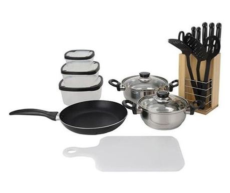 Sada kuchyňského nádobí a příborů Excellent Houseware, nerezová ocel, 18 kusů, vícebarevná