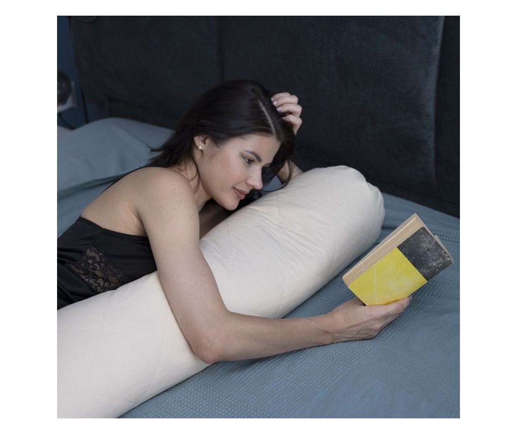 MyBioPillow Dolg vzglavnik z piro, ekološki, naravni, blazina, za nosečnice, cilindričen, bombažne prevleke, ф20 x 150 cm - 5