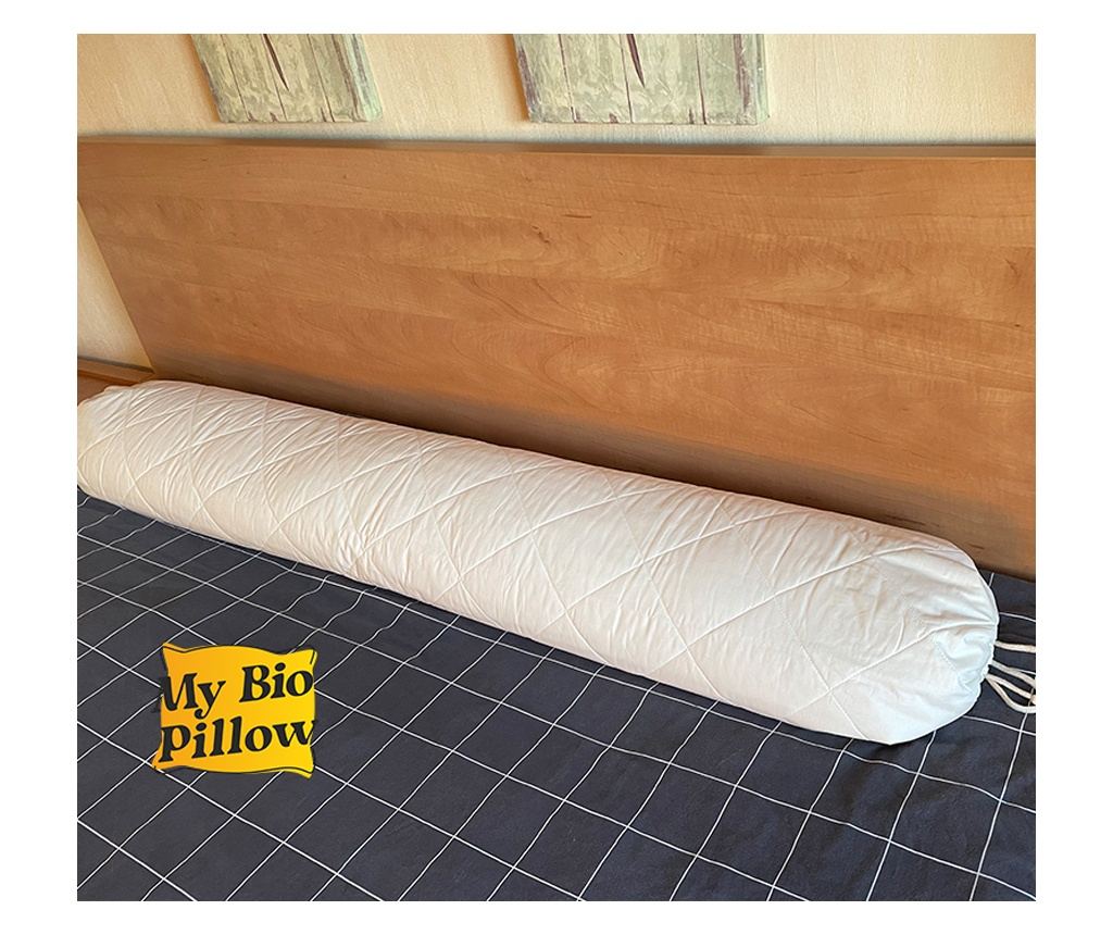 MyBioPillow Dolg vzglavnik z piro, ekološki, naravni, blazina, za nosečnice, cilindričen, bombažne prevleke, ф20 x 150 cm - 11