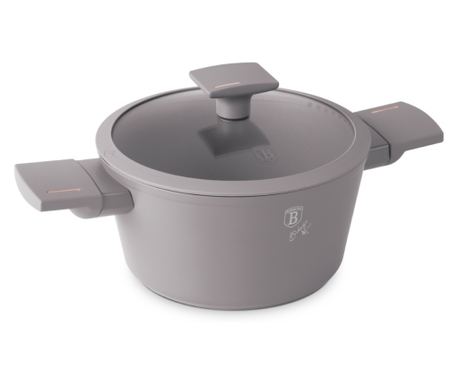 Garnek z pokrywką 20 cm Taupe Berlinger Haus BH 8100, szary, powłoka tytanowa