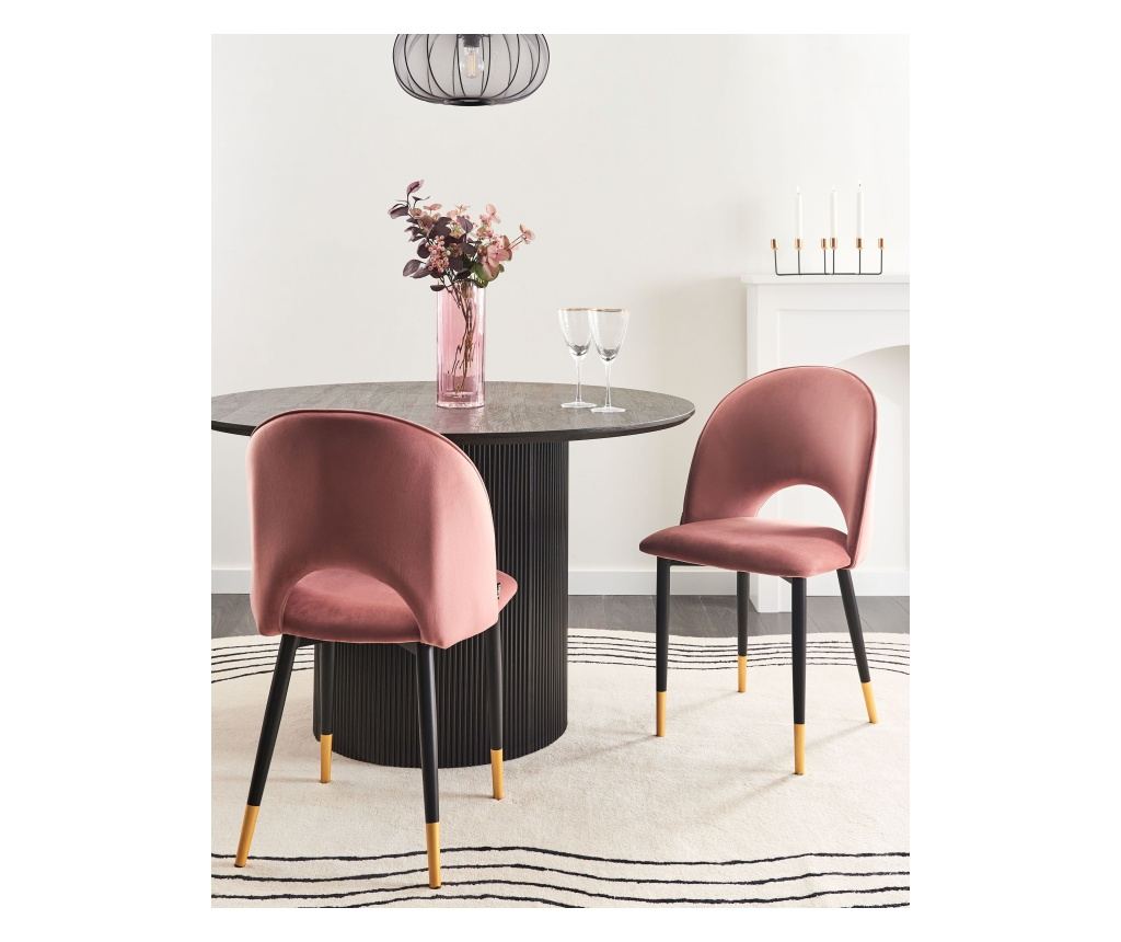 Étkezőszék kétdarabos szettben MAGALIA Bársony Rózsaszín - 1