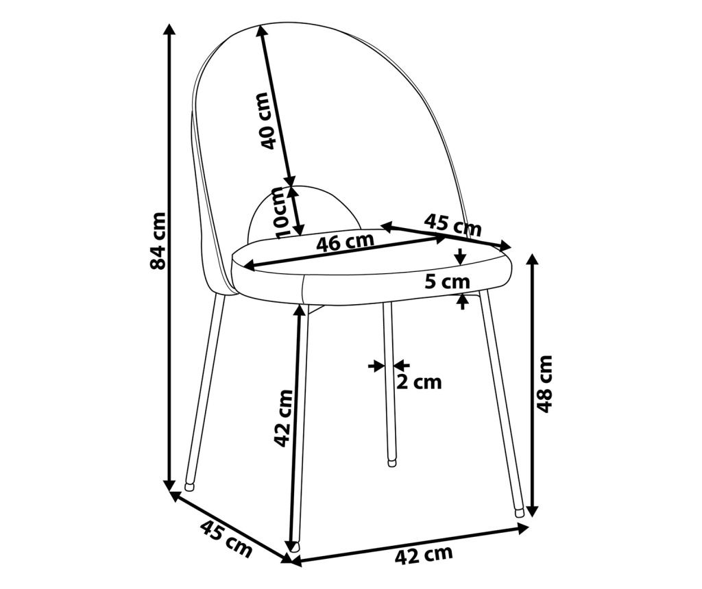 Étkezőszék kétdarabos szettben MAGALIA Bársony Rózsaszín - 3