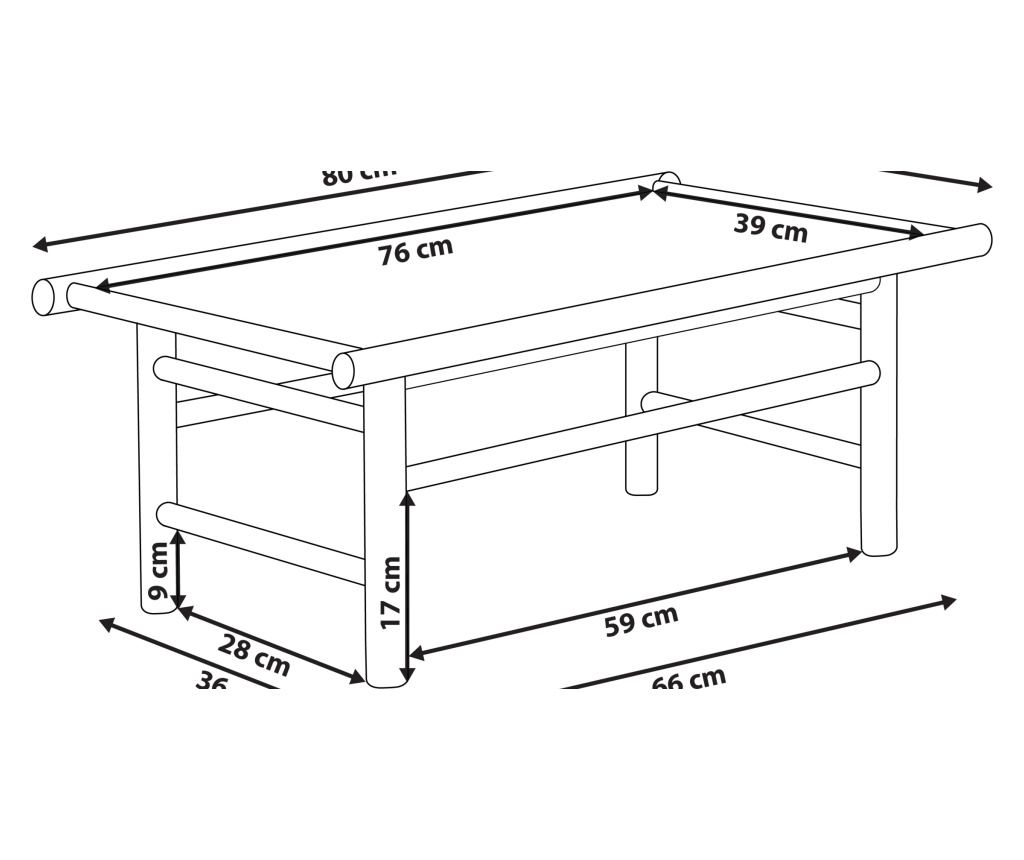 Kerti dohányzóasztal TODI 45 cm 80 cm Bambusz Barna - 4