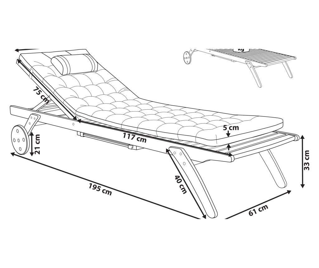 Napozóágy párnával CESANA PREMIUM Akácfa Piros - 3