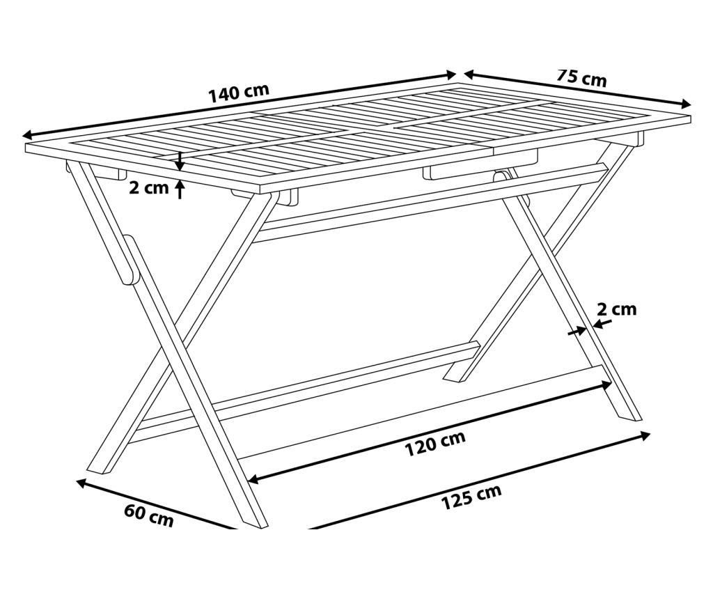 Kerti asztal CENTO 140 cm 75 cm Akácfa Barna - 3