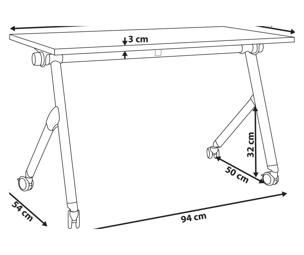 Összecsukható íróasztal BENDI Világosbarna 160 cm 60 cm kerekekkel - 5