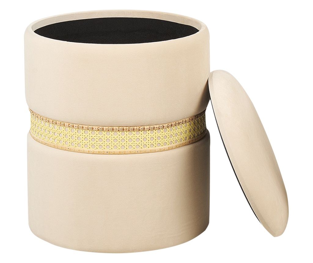 Kétdarabos tárolós puff szett MEDFORD Bársony Világosbézs - 4