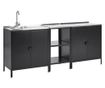Háromdarabos kültéri konyhaszett mosogatóval VILAMA Fém Fekete thumbnail 2