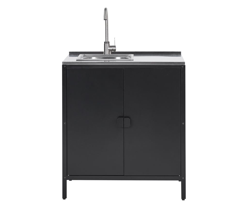 Háromdarabos kültéri konyhaszett mosogatóval VILAMA Fém Fekete - 6