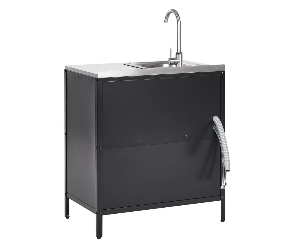 Háromdarabos kültéri konyhaszett mosogatóval VILAMA Fém Fekete - 7