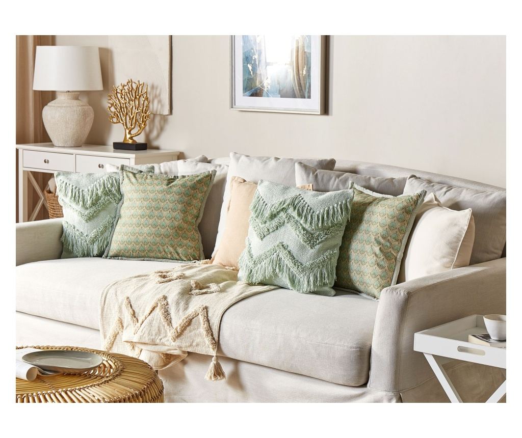 2 db díszpárna BACOPA Pamut 45 x 45 cm Zöld Cikk-cakk mintás - 1