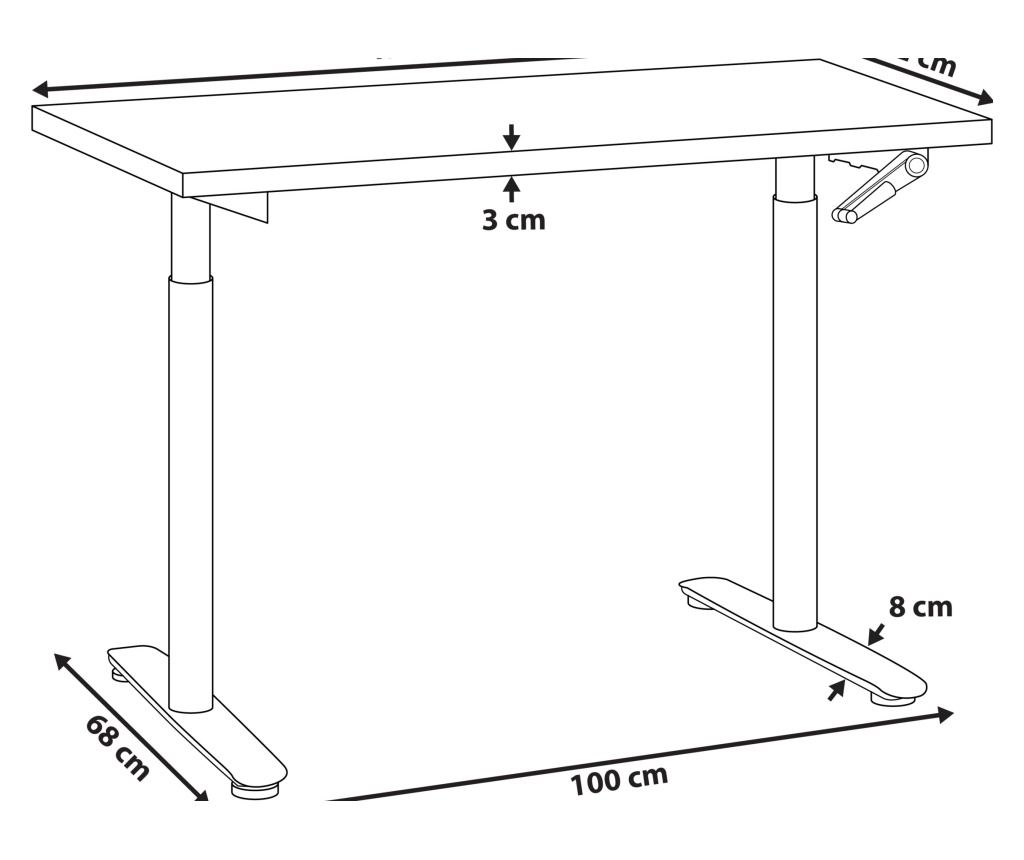 Manuálisan állítható asztal DESTINAS Fekete/fehér 120 cm 72 cm - 3