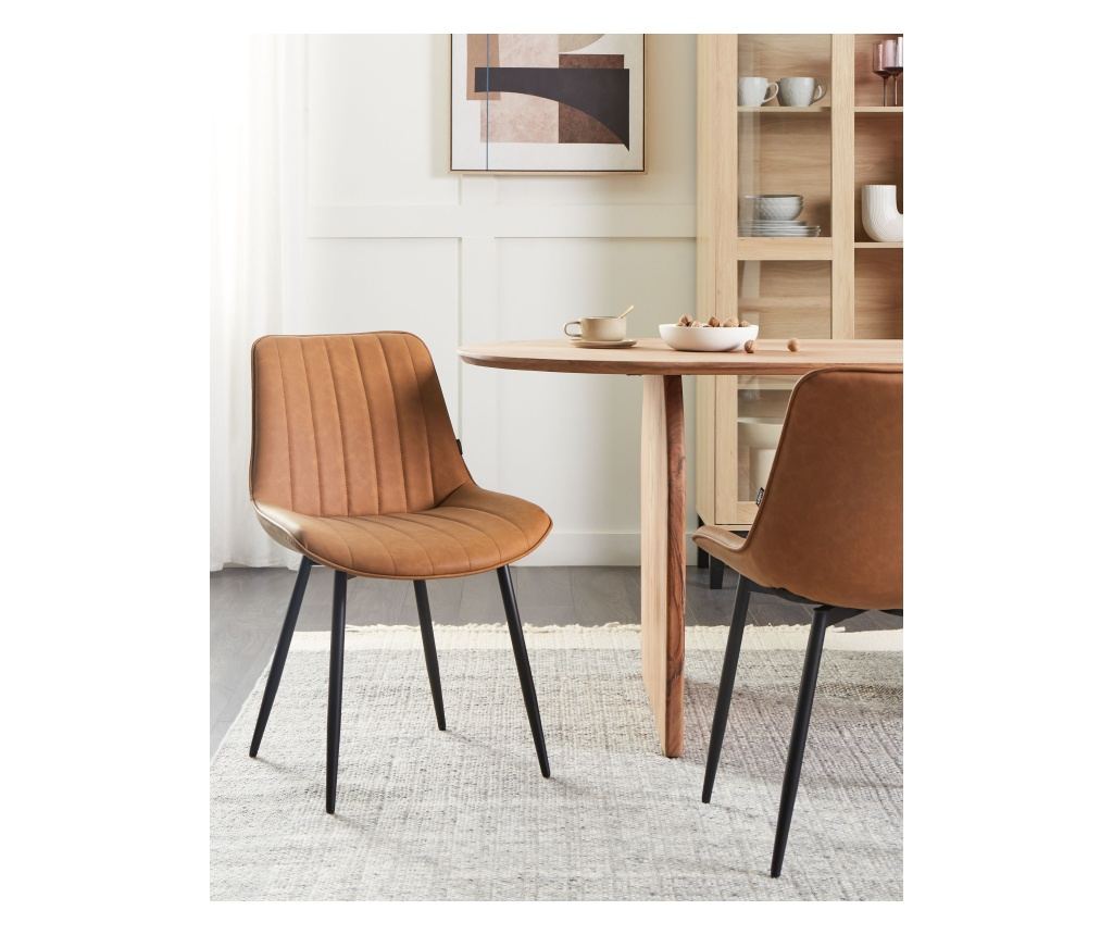 Étkezőszék kétdarabos szettben DUBROVNIK Műbőr Barna - 1