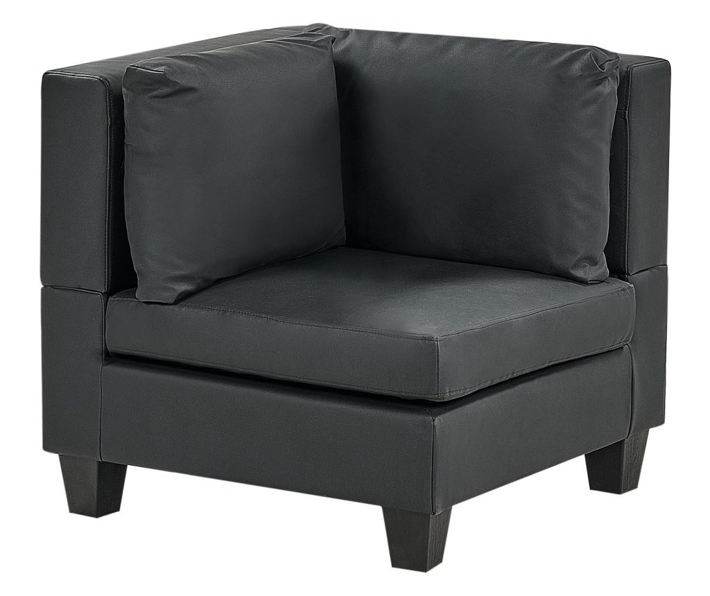 Moduláris sarokkanapé 5 személyes UNSTAD Műbőr Fekete Jobb oldali - 6