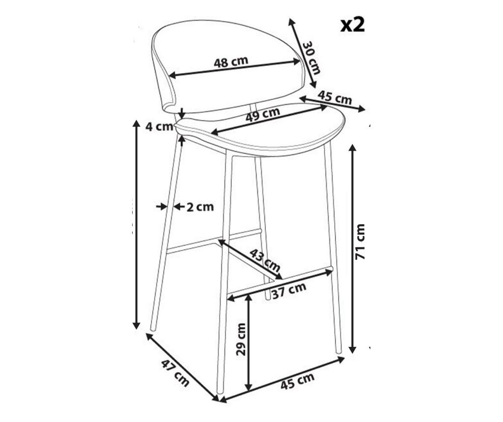 Bárszék kétdarabos szettben KIANA Narancssárga - 3