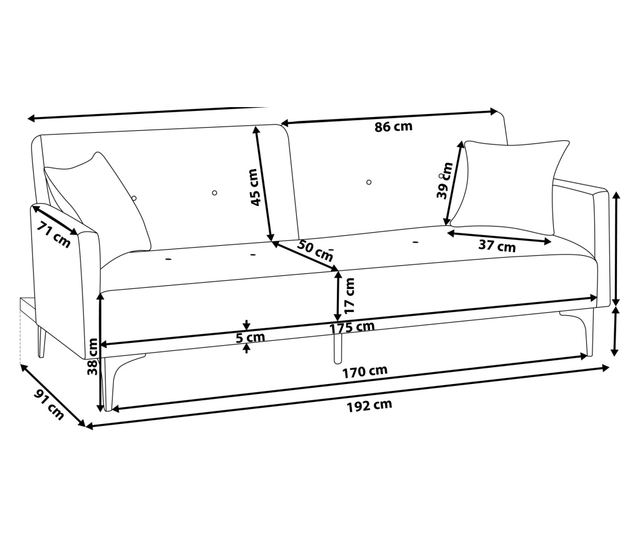 LUCAN 3-Seater Sofa Bed Light Beige