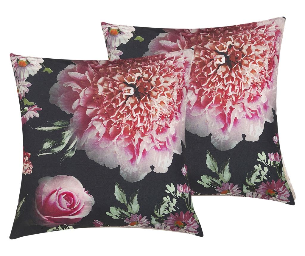 2 db díszpárna HEDERA 45 x 45 cm Fekete Virágmintás - 3