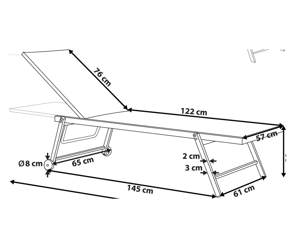 Napozóágy PORTOFINO Fém Türkiz - 3