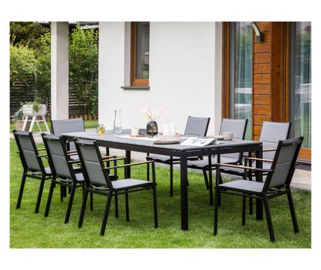 Masă dining extensibilă pentru grădină TOFANE 198/248 cm 90 cm Gri