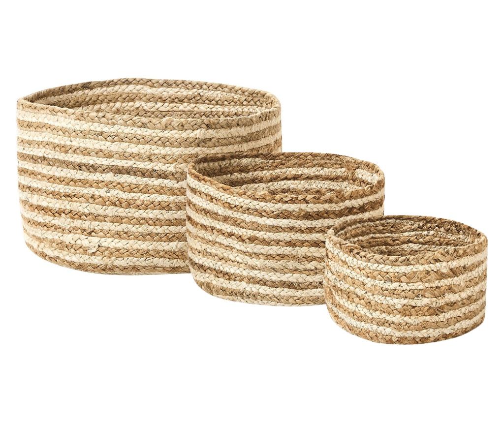 Kosár háromdarabos szettben KAHU Juta zsákvászon Természetes - 2