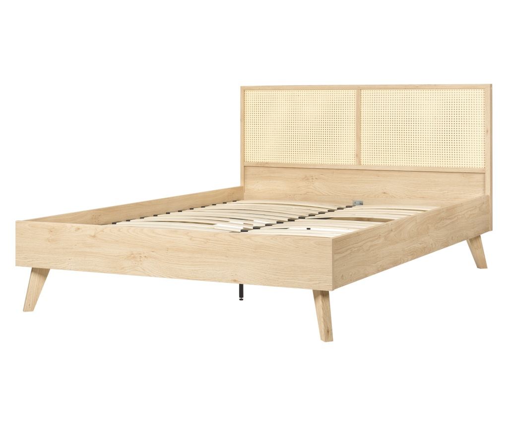 Ágy Rattan MONPAZIER 140 x 200 cm Világosbarna - 5