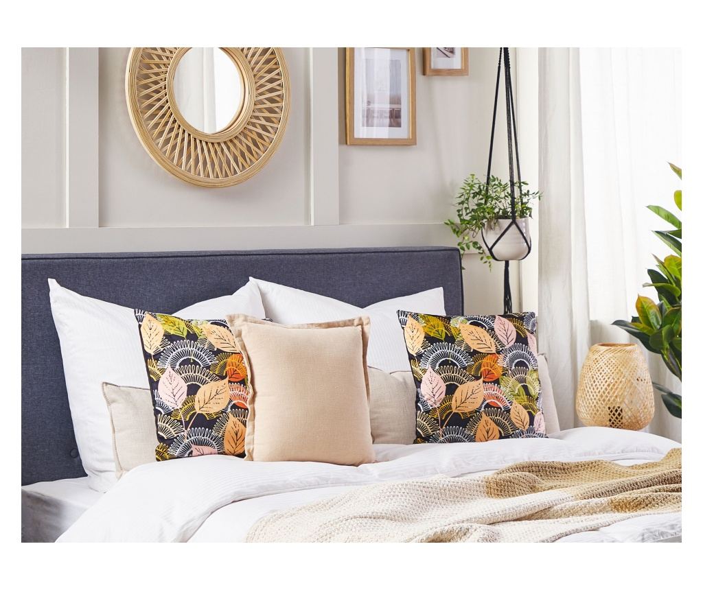 2 db díszpárna LAGURUS Bársony 45 x 45 cm Színes Növénymintás - 1
