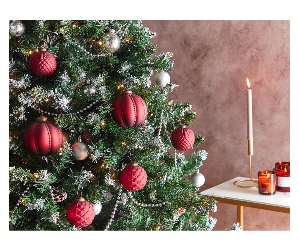 6 darabos karácsonyfadísz szett ARGENTIN Üveg Piros - 1