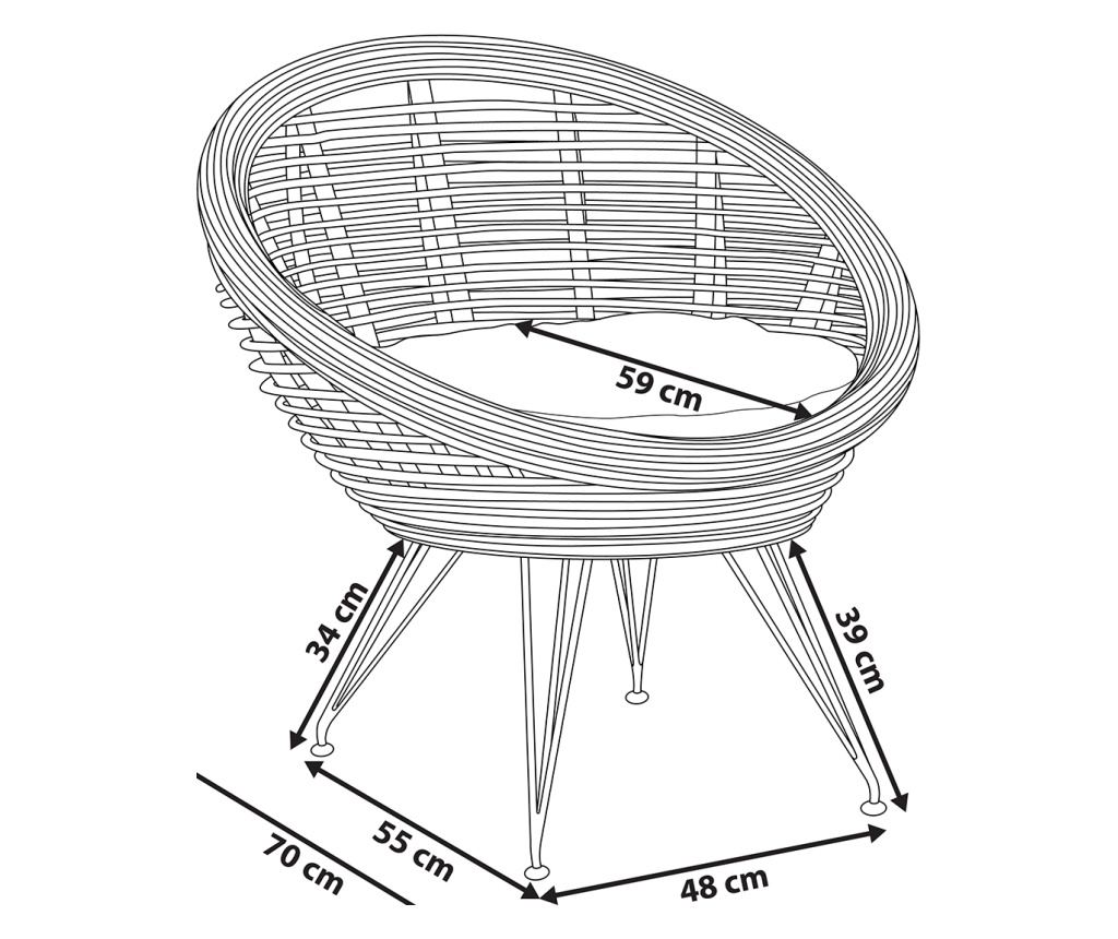 Kerti szék MARATEA Rattan Természetes - 3