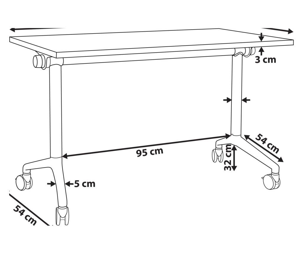 Összecsukható íróasztal CAVI Világosbarna 160 cm 60 cm kerekekkel - 3