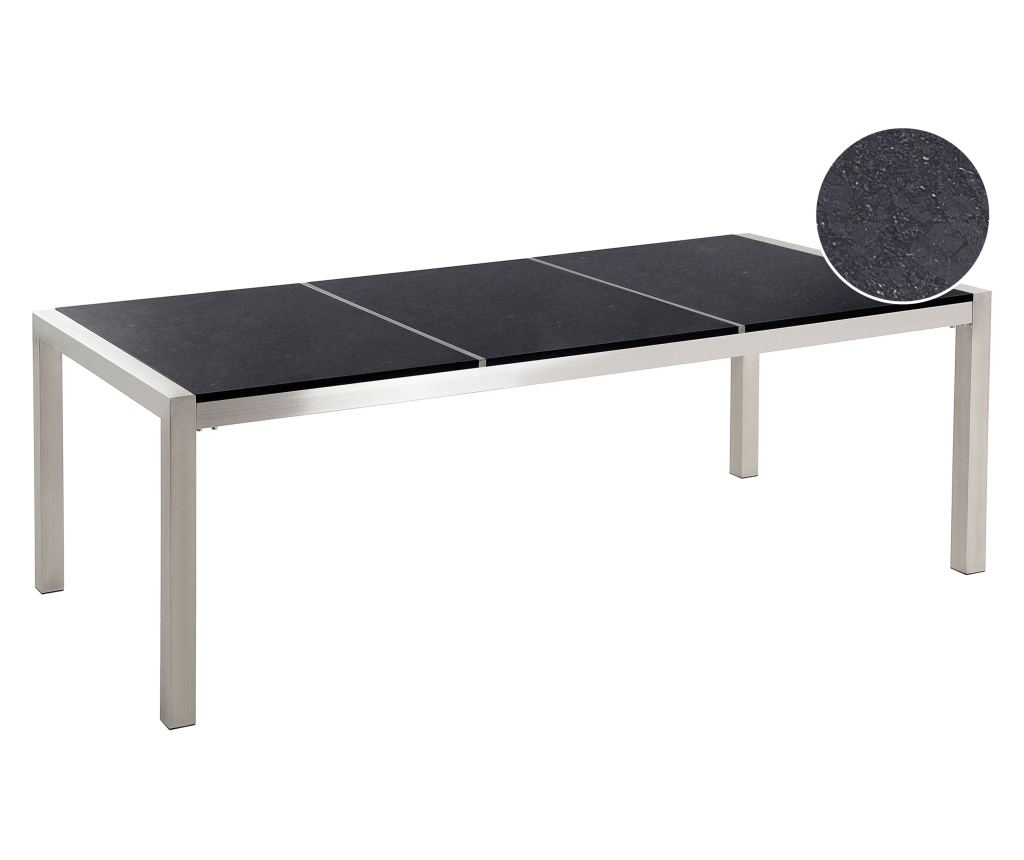 Kerti asztal GROSSETO 220 cm 100 cm Csiszolt Gránit Fekete - 2