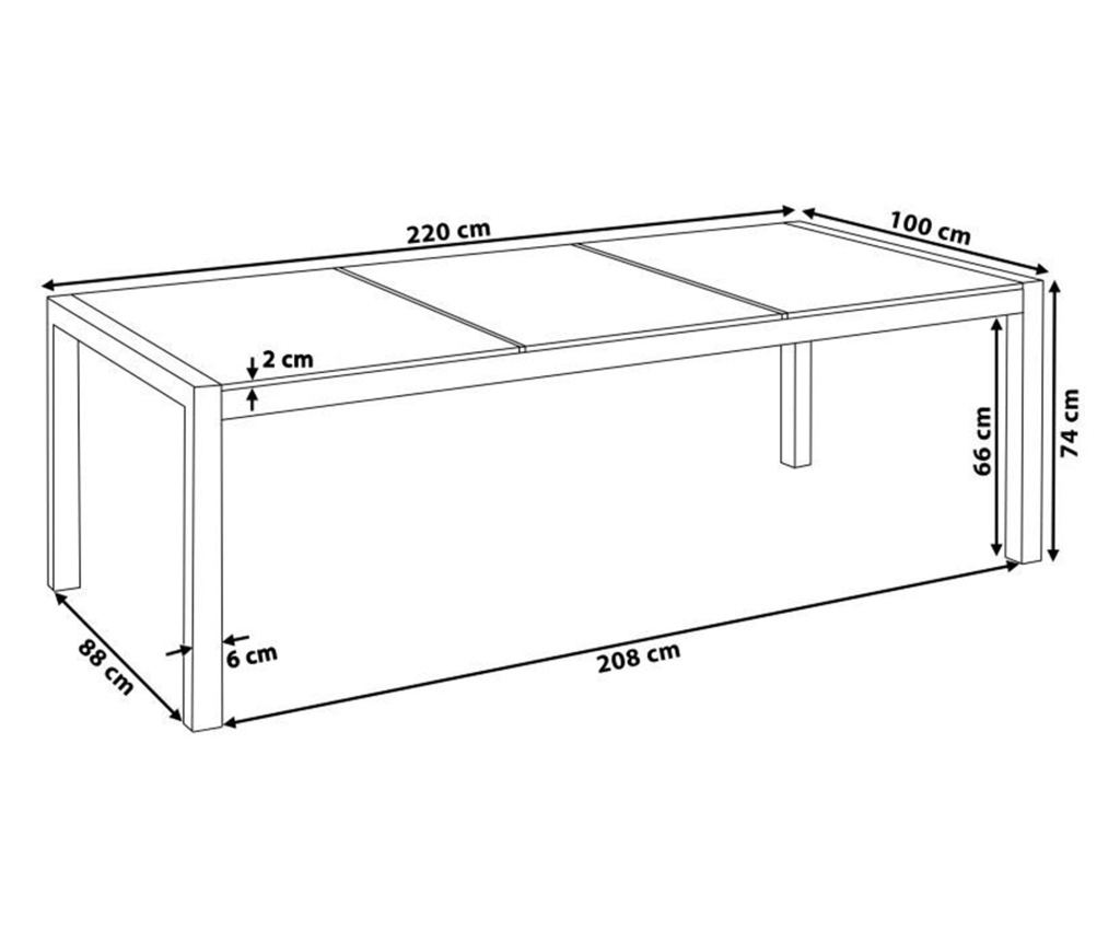 Kerti asztal GROSSETO 220 cm 100 cm Csiszolt Gránit Fekete - 3