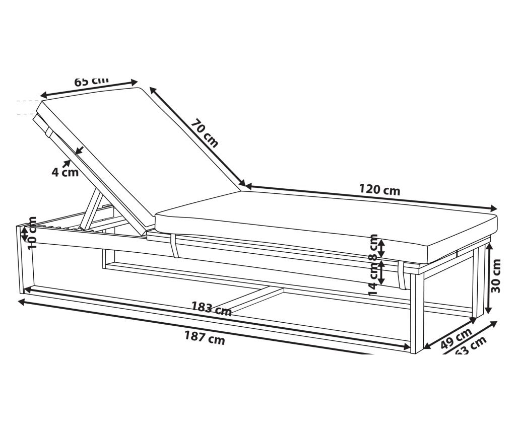 Napozóágy párnával AZZANELLO Akácfa Törtfehér - 3